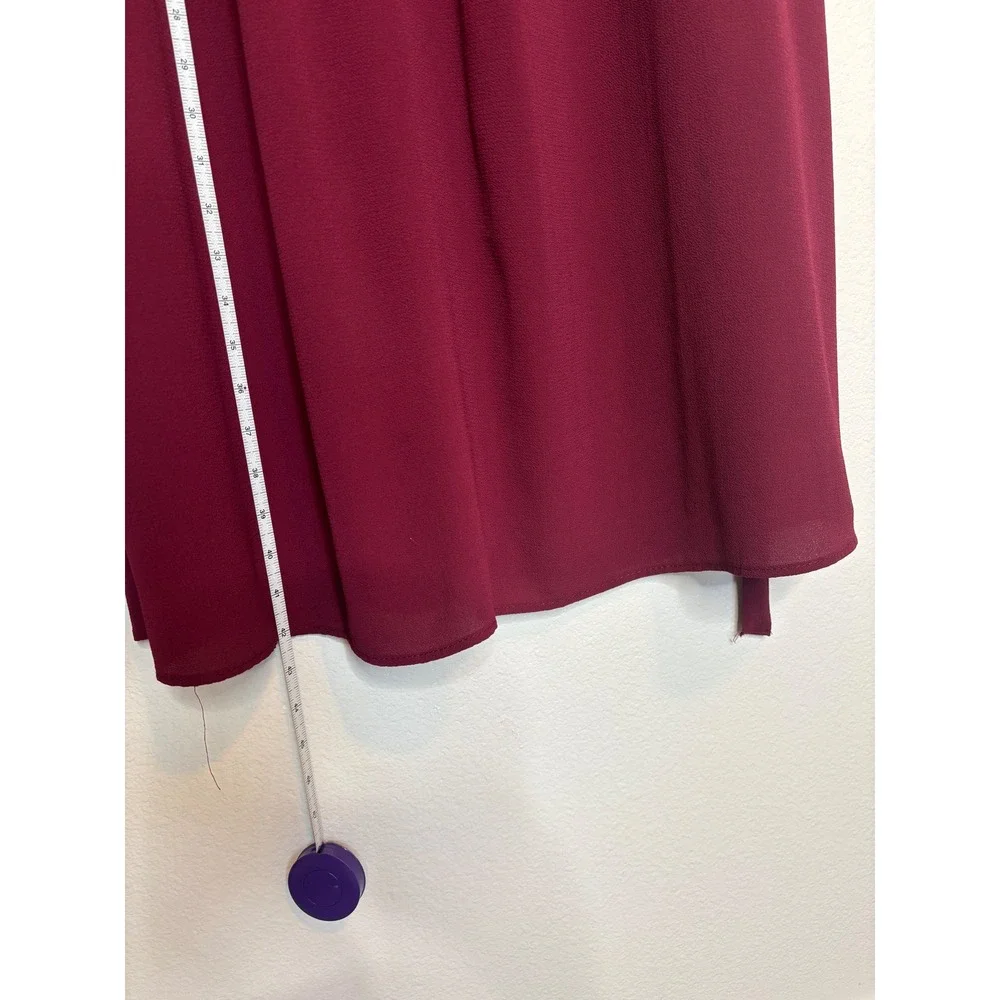 Downeast Burgundy Long Sleeve Belted Midi Dress Round Neck Maroon Large USA - Picture 8 of 8